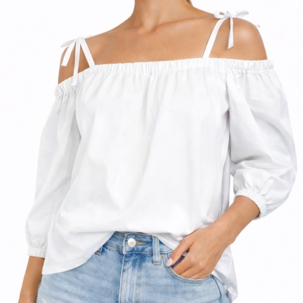Milly Minis NWT White Cold Shoulder Tie Strap Womens Plus Blouse Top Size 16